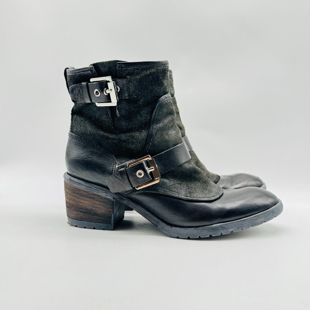 Donald J. Pliner Black Combat & Moto Boots